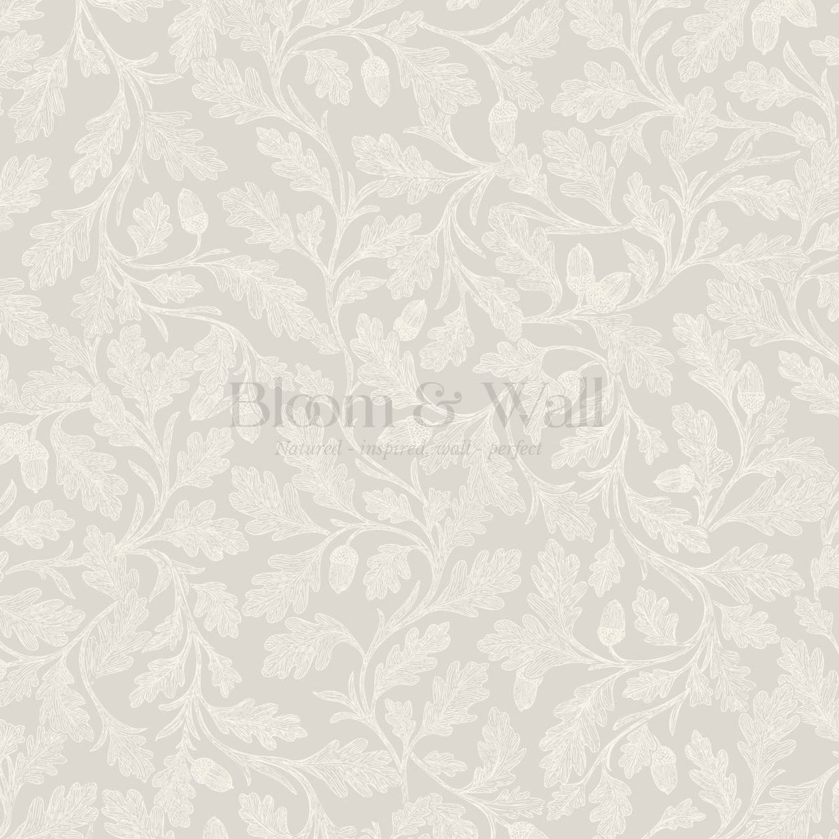 Alejandra Trailing Acorn Botanical Neutral Stone Ivory Wallpaper