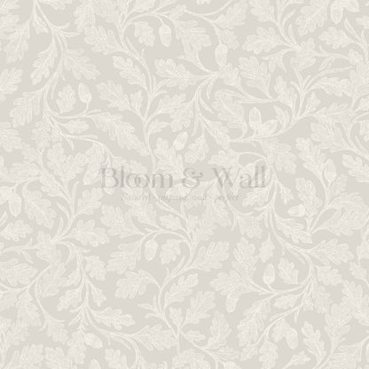 Alejandra Trailing Acorn Botanical Neutral Stone Ivory Wallpaper