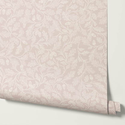 Alejandra Trailing Acorn Botanical Mauve Beige Wallpaper