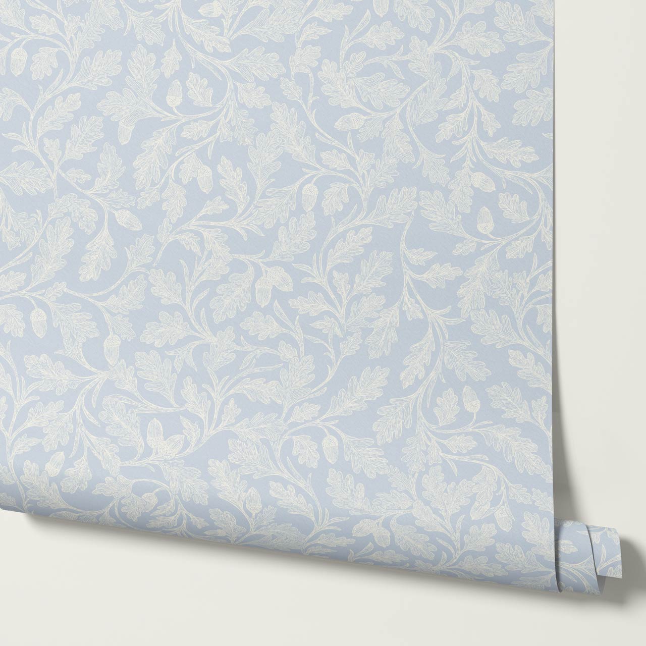 Alejandra Trailing Acorn Botanical Sky Cream Wallpaper