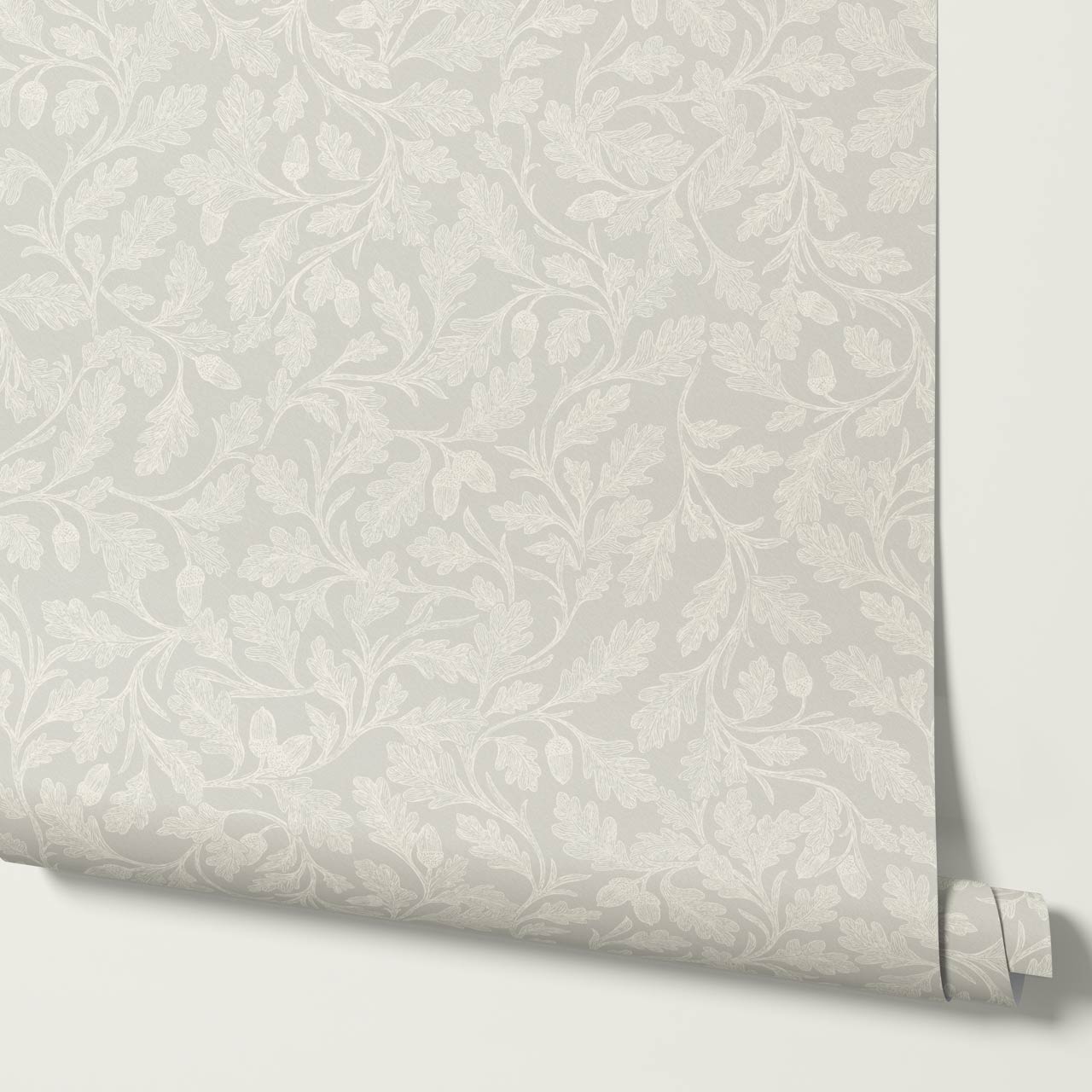 Alejandra Trailing Acorn Botanical Neutral Stone Ivory Wallpaper
