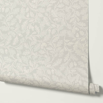 Alejandra Trailing Acorn Botanical Neutral Stone Ivory Wallpaper