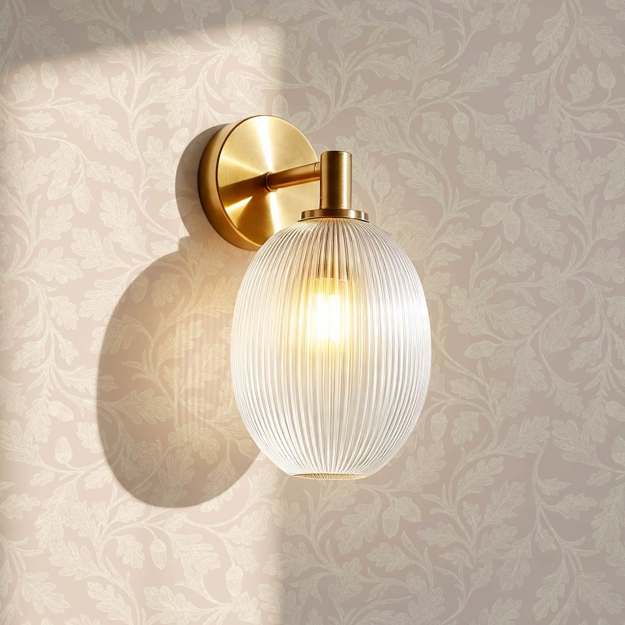 Alejandra Trailing Acorn Botanical Mauve Beige Wallpaper