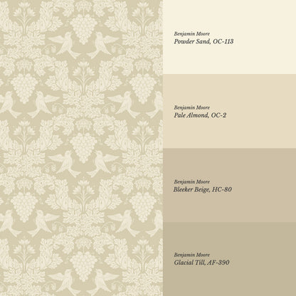 Alessandra Grape Damask Beige Wallpaper