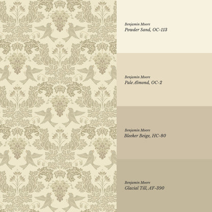 Alessandra Grape Damask Butter Tan Wallpaper