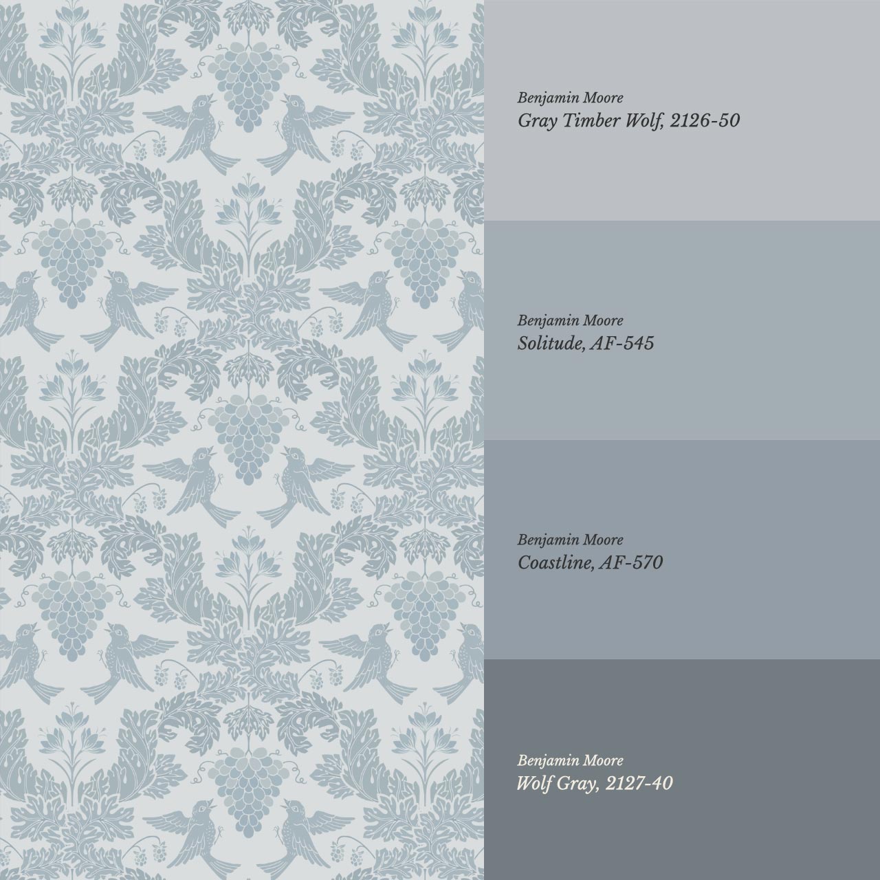 Alessandra Grape Damask Sky Wallpaper
