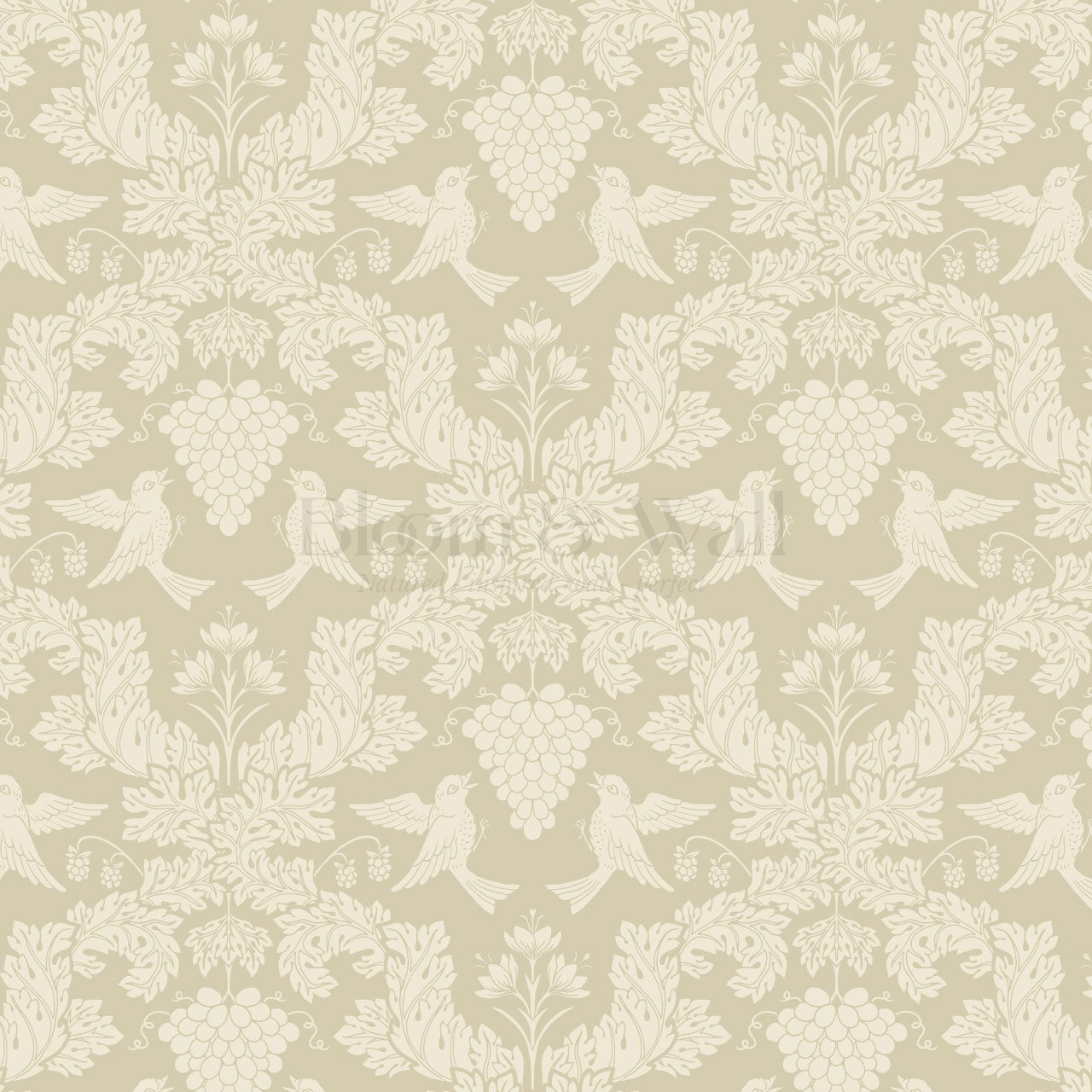 Alessandra Grape Damask Beige Wallpaper