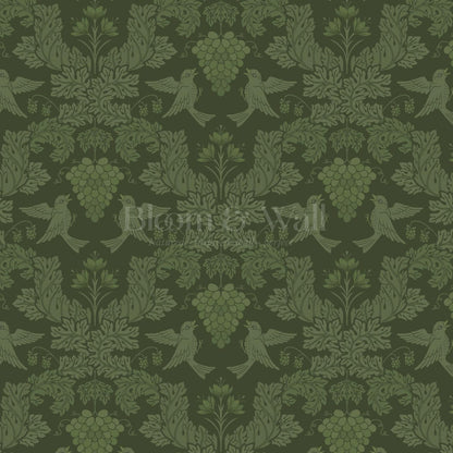 Alessandra Grape Damask Forest Wallpaper