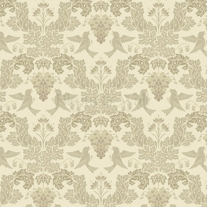 Alessandra Grape Damask Butter Tan Wallpaper