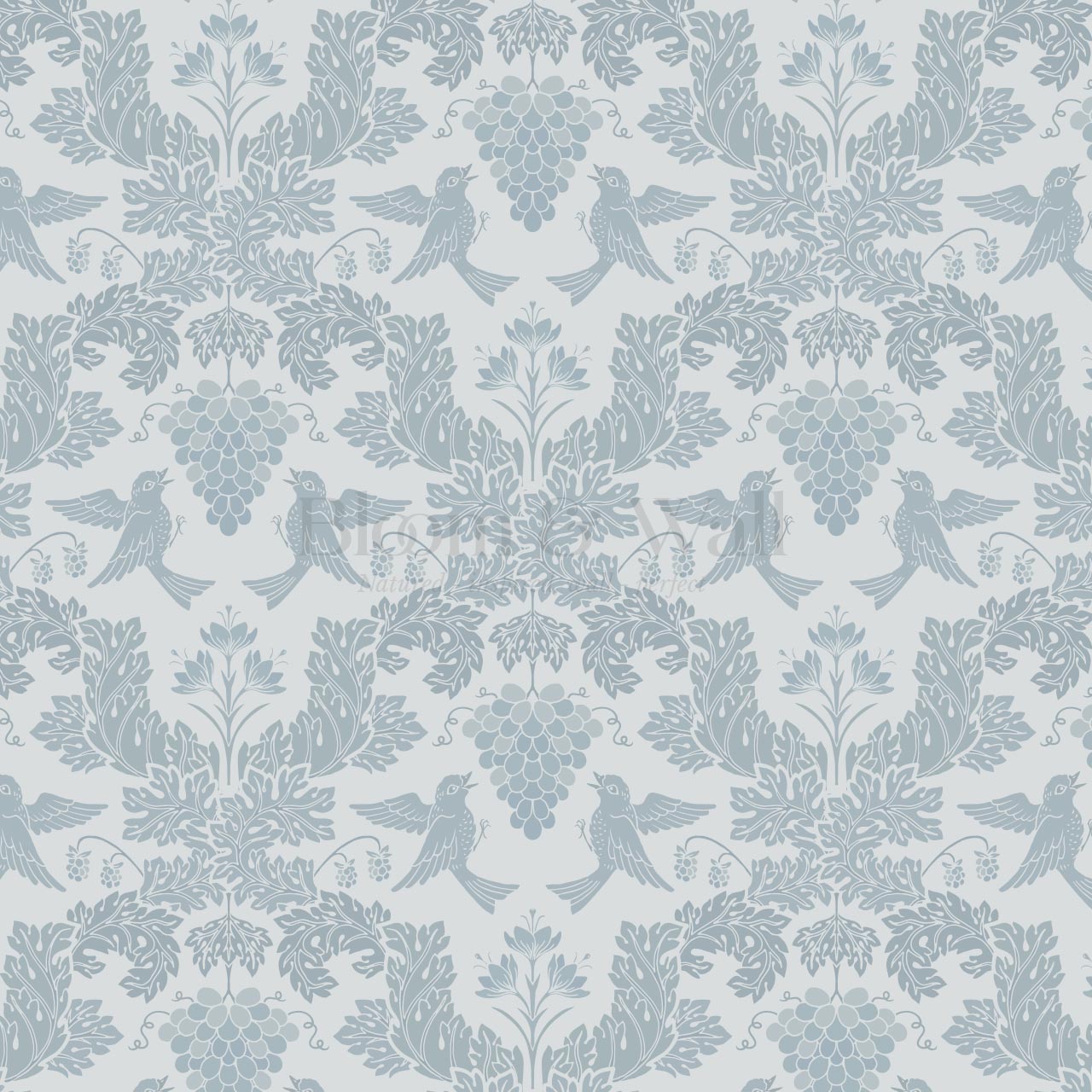 Alessandra Grape Damask Sky Wallpaper