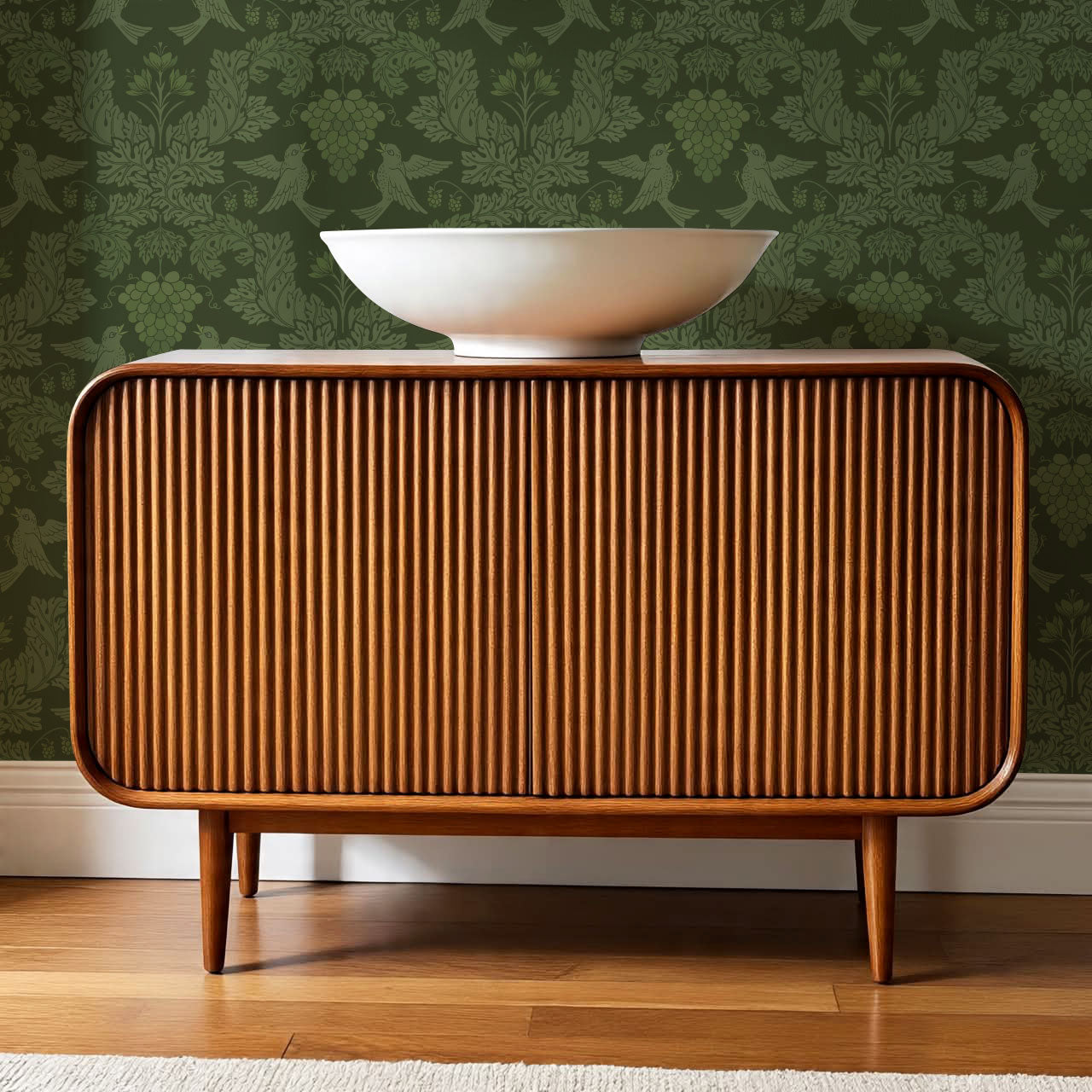 Alessandra Grape Damask Forest Wallpaper