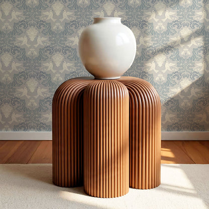 Alessandra Grape Damask Dove Gray Wallpaper