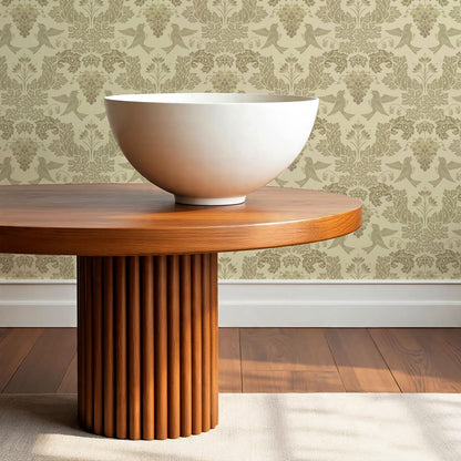 Alessandra Grape Damask Butter Tan Wallpaper