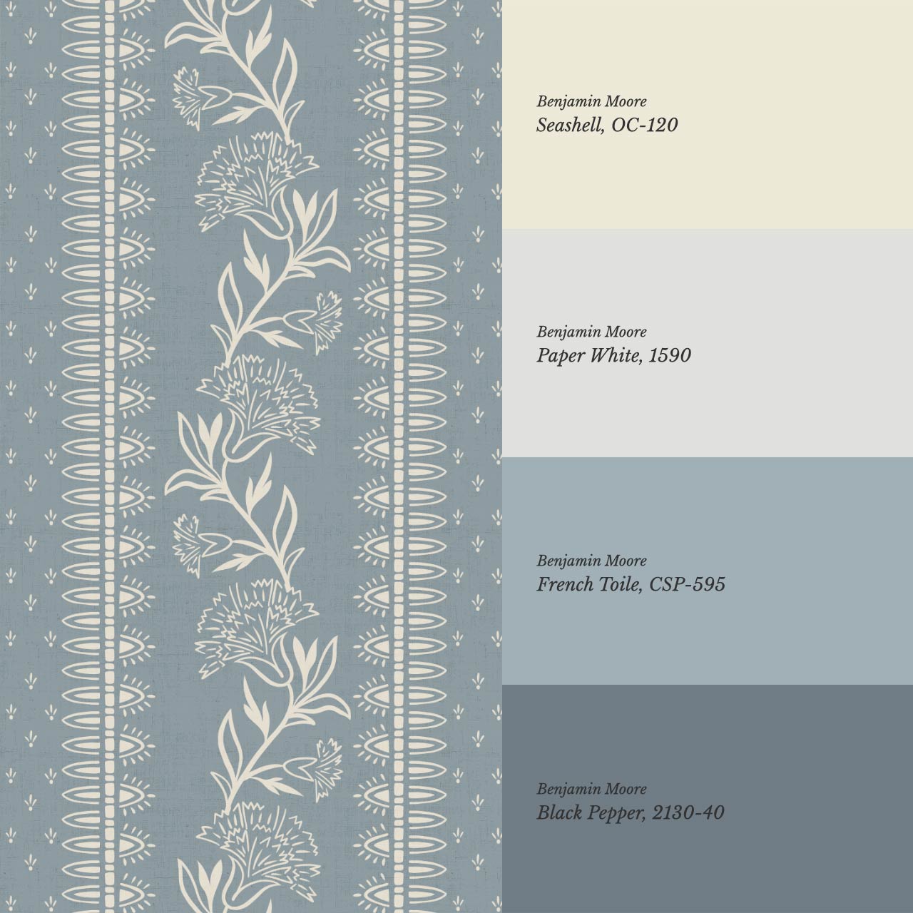 Aletta Trailing Carnations French Blue Wallpaper