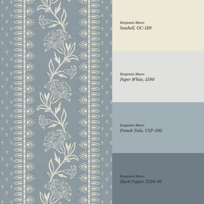 Aletta Trailing Carnations French Blue Wallpaper