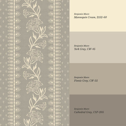 Aletta Trailing Carnations Stone Grey Wallpaper