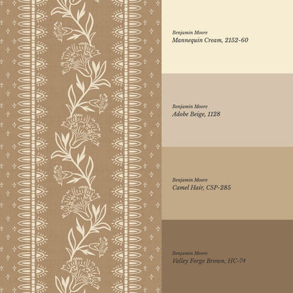 Aletta Trailing Carnations Toffee Brown Wallpaper