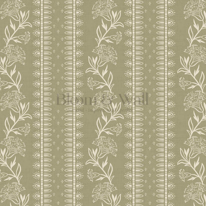 Aletta Trailing Carnations Sage Green Wallpaper