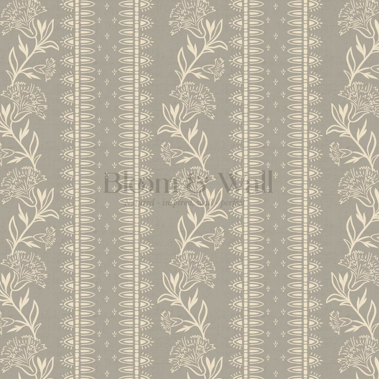 Aletta Trailing Carnations Stone Grey Wallpaper