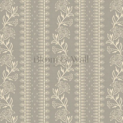 Aletta Trailing Carnations Stone Grey Wallpaper