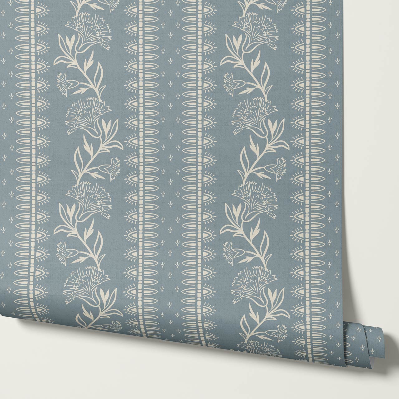 Aletta Trailing Carnations French Blue Wallpaper