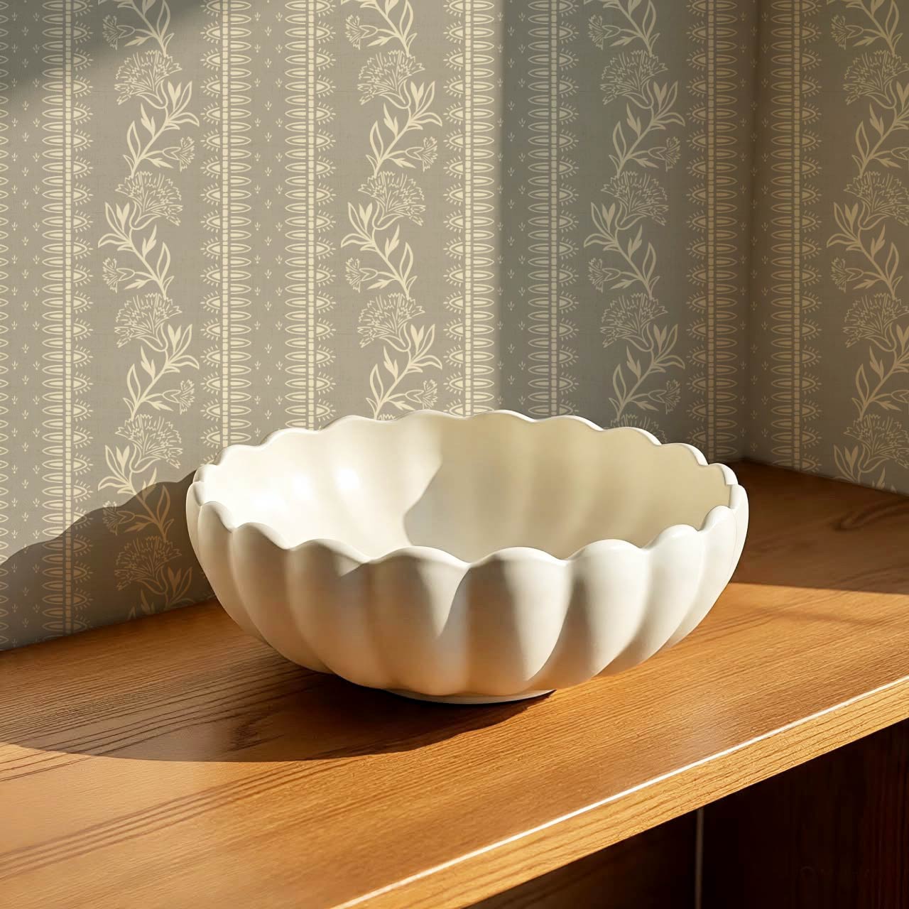 Aletta Trailing Carnations Stone Grey Wallpaper
