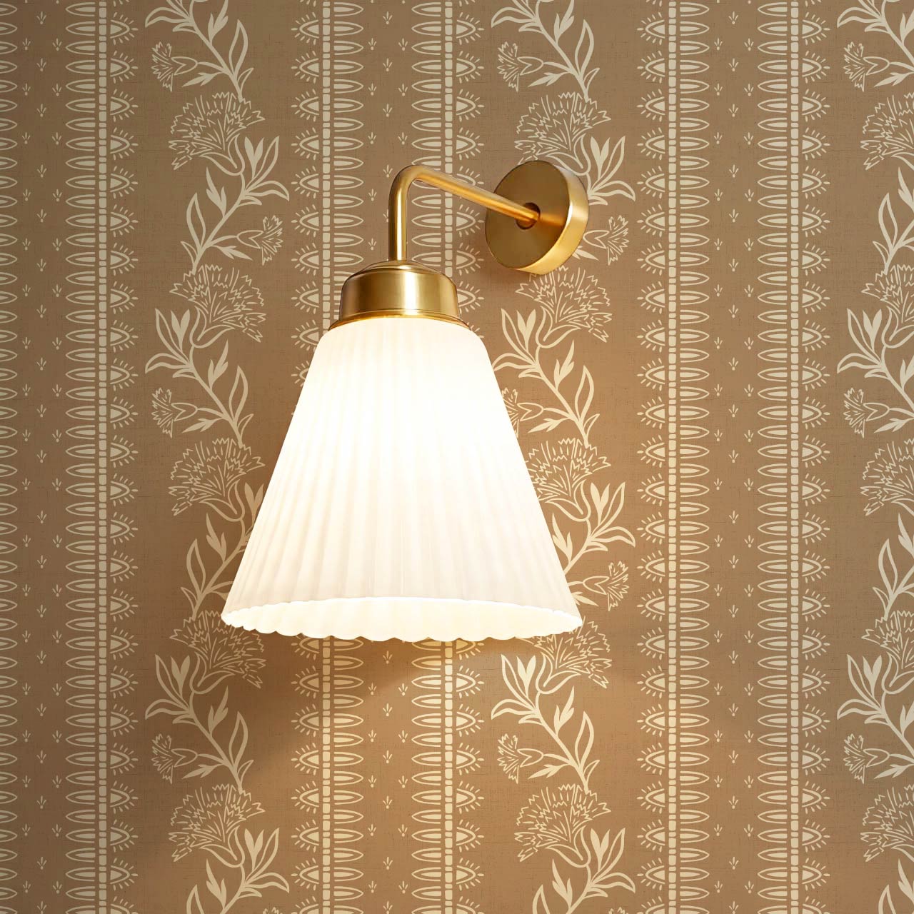 Aletta Trailing Carnations Toffee Brown Wallpaper