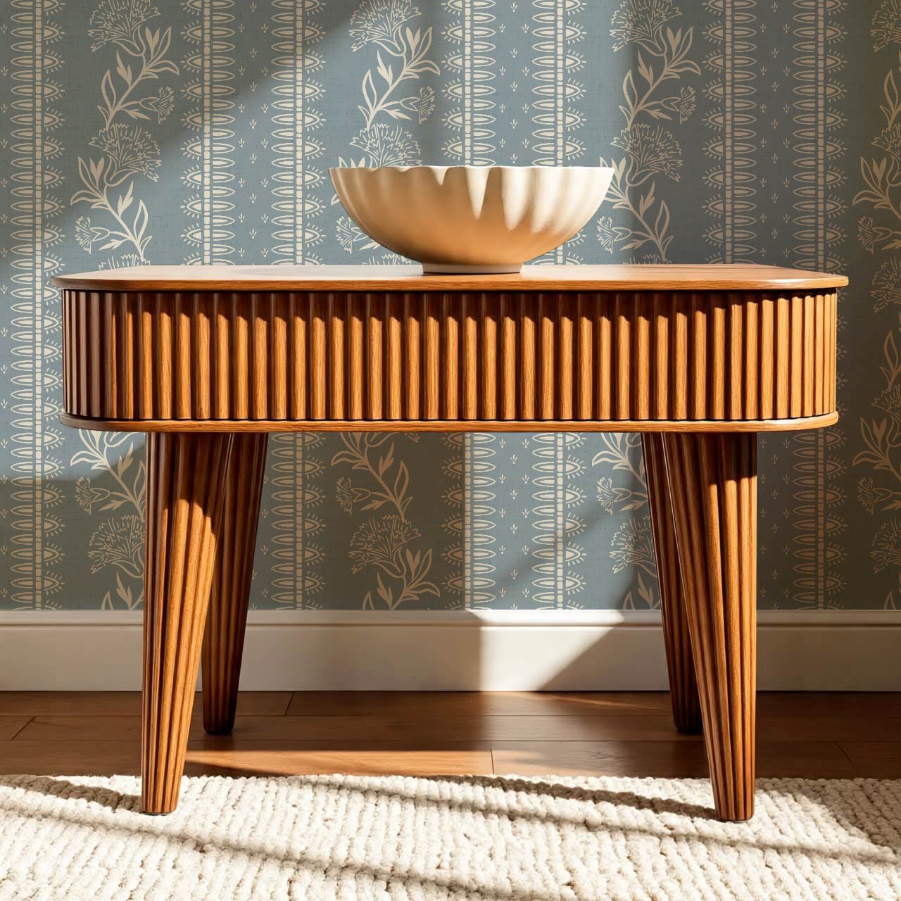 Aletta Trailing Carnations French Blue Wallpaper