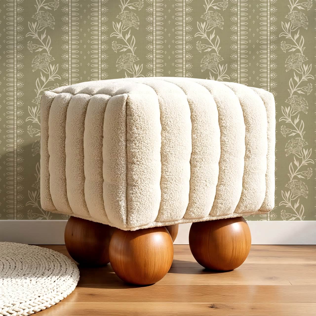 Aletta Trailing Carnations Sage Green Wallpaper