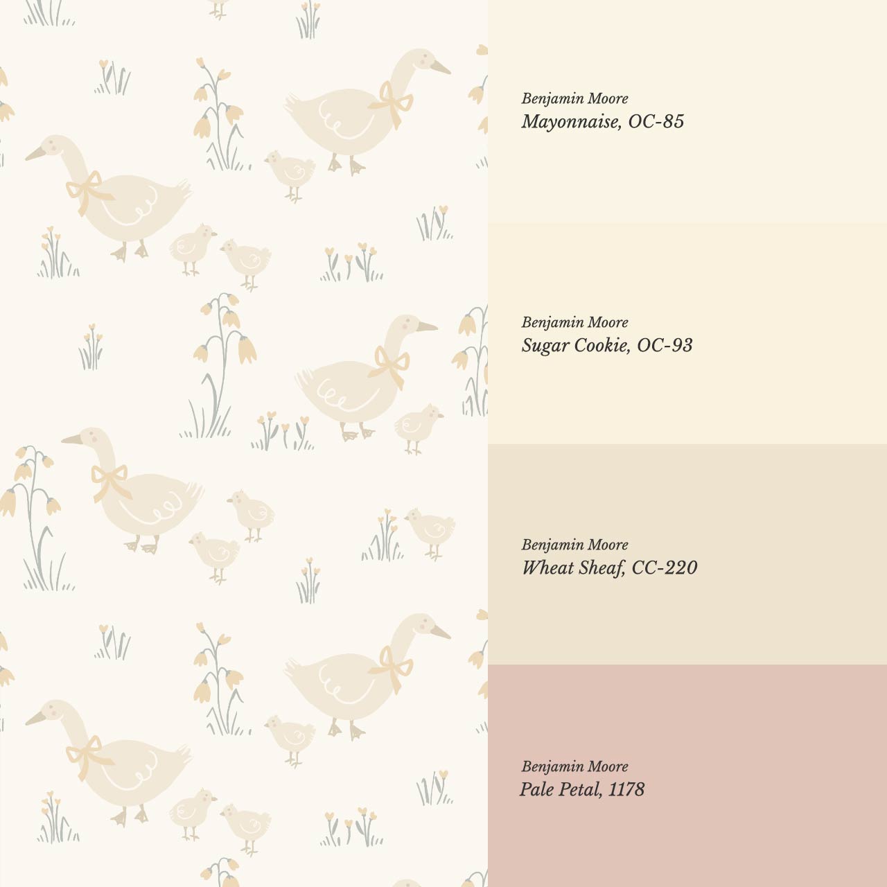 Alexandrine Duck Spring Meadows Beige Wallpaper