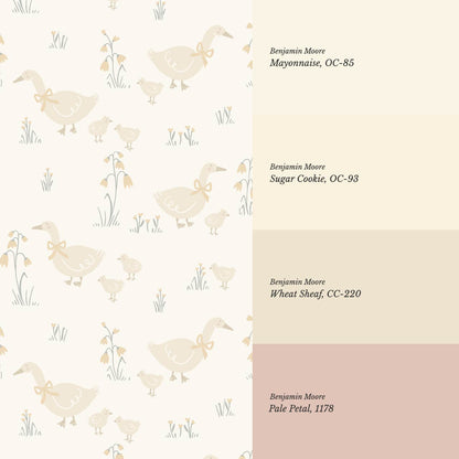 Alexandrine Duck Spring Meadows Beige Wallpaper