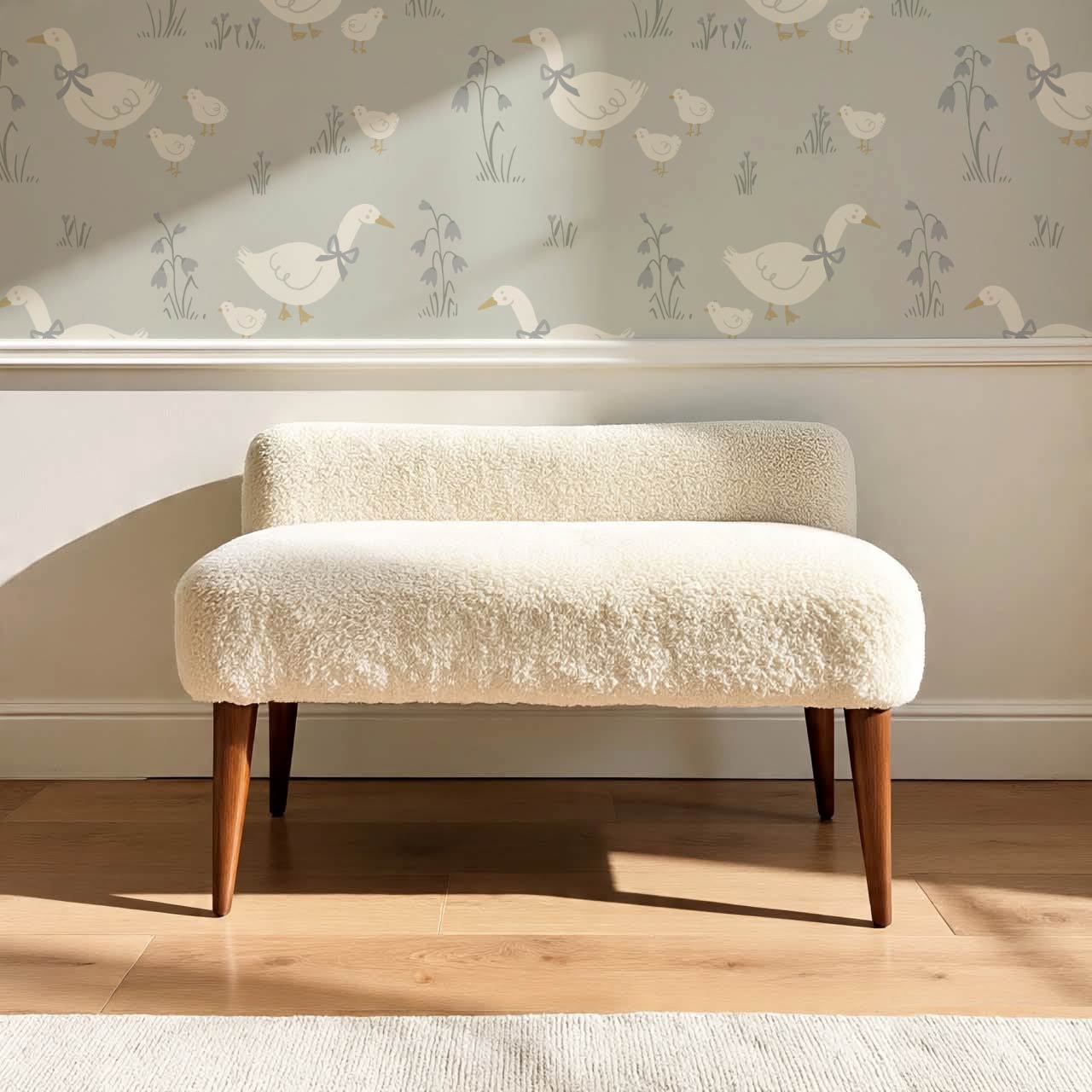 Alexandrine Duck Spring Meadows Sea Salt Wallpaper