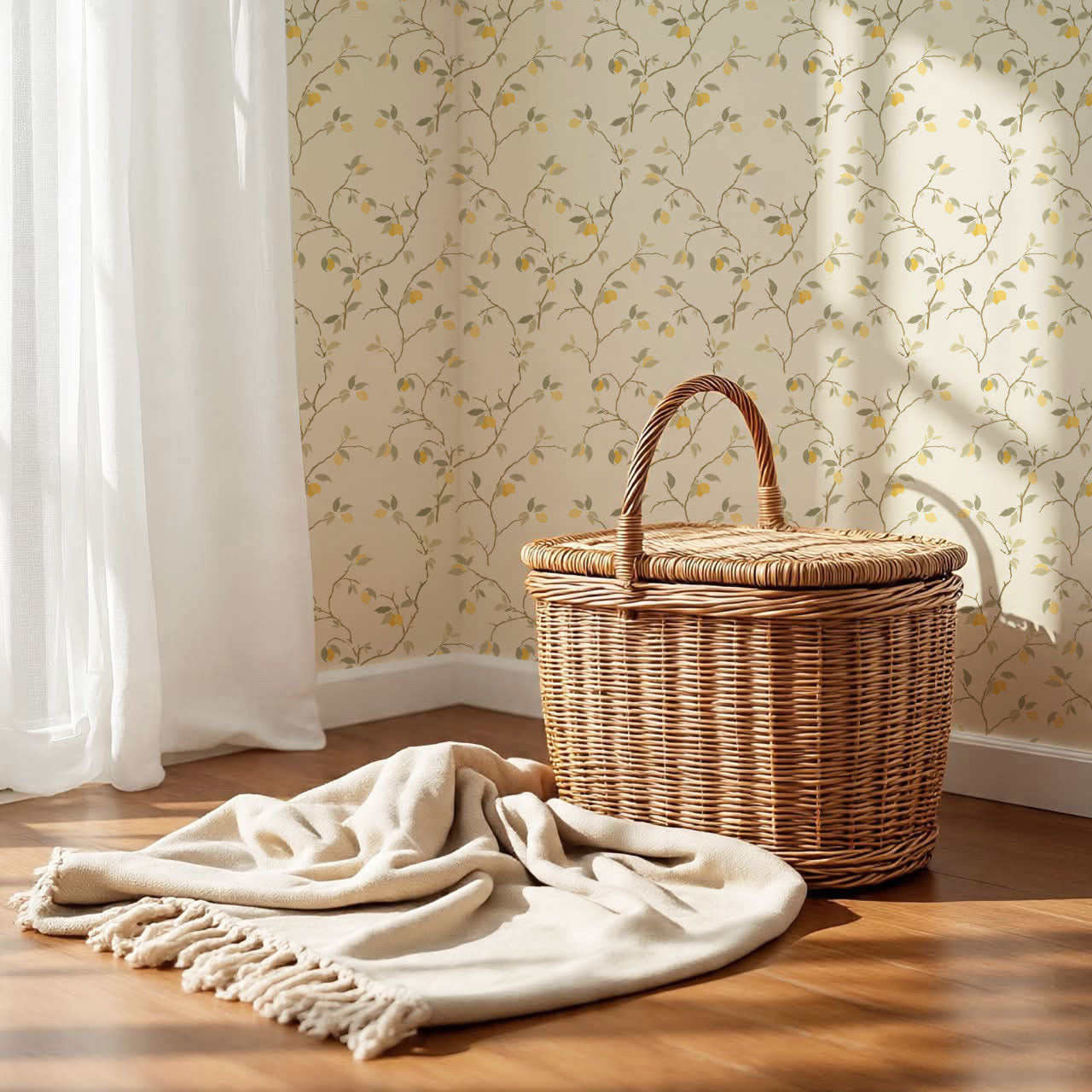 Alfani Lemon Vines Cream Wallpaper