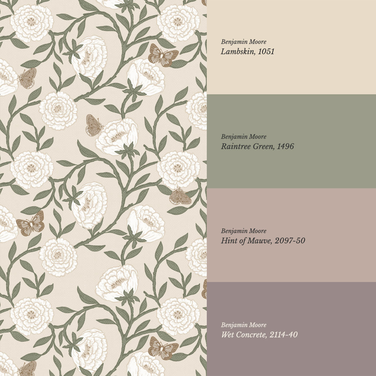 Alida Butterflies and Peonies Butter Wallpaper