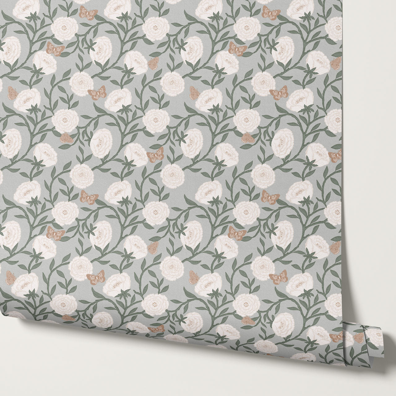 Alida Butterflies & Peonies Sky Wallpaper