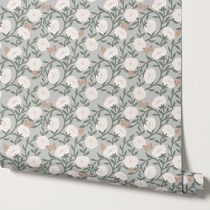 Alida Butterflies & Peonies Sky Wallpaper