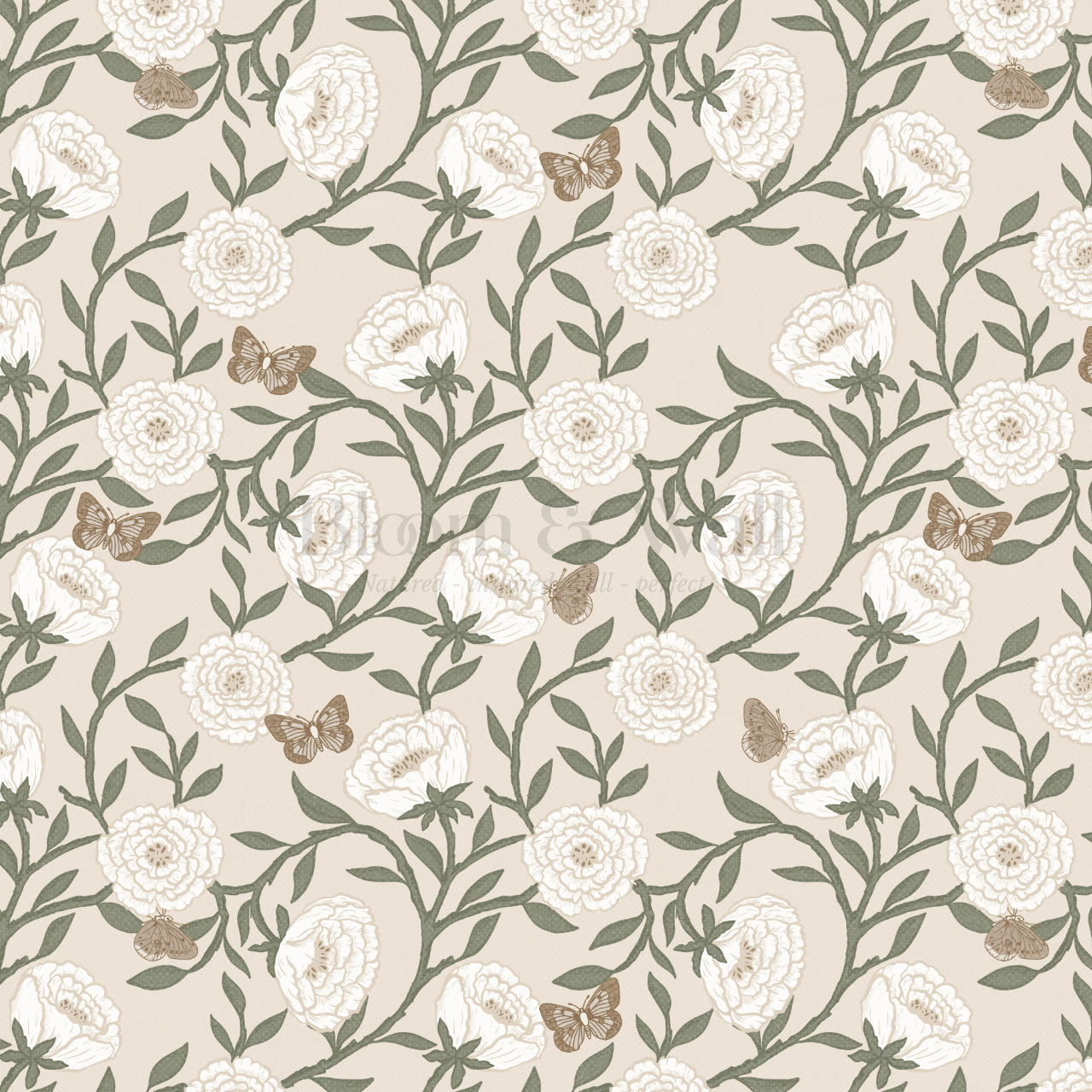 Alida Butterflies and Peonies Butter Wallpaper