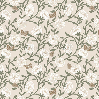 Alida Butterflies and Peonies Butter Wallpaper