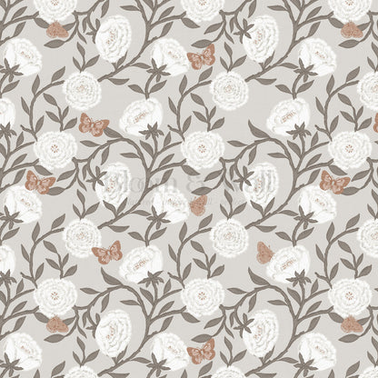 Alida Butterflies & Peonies Neutral Wallpaper