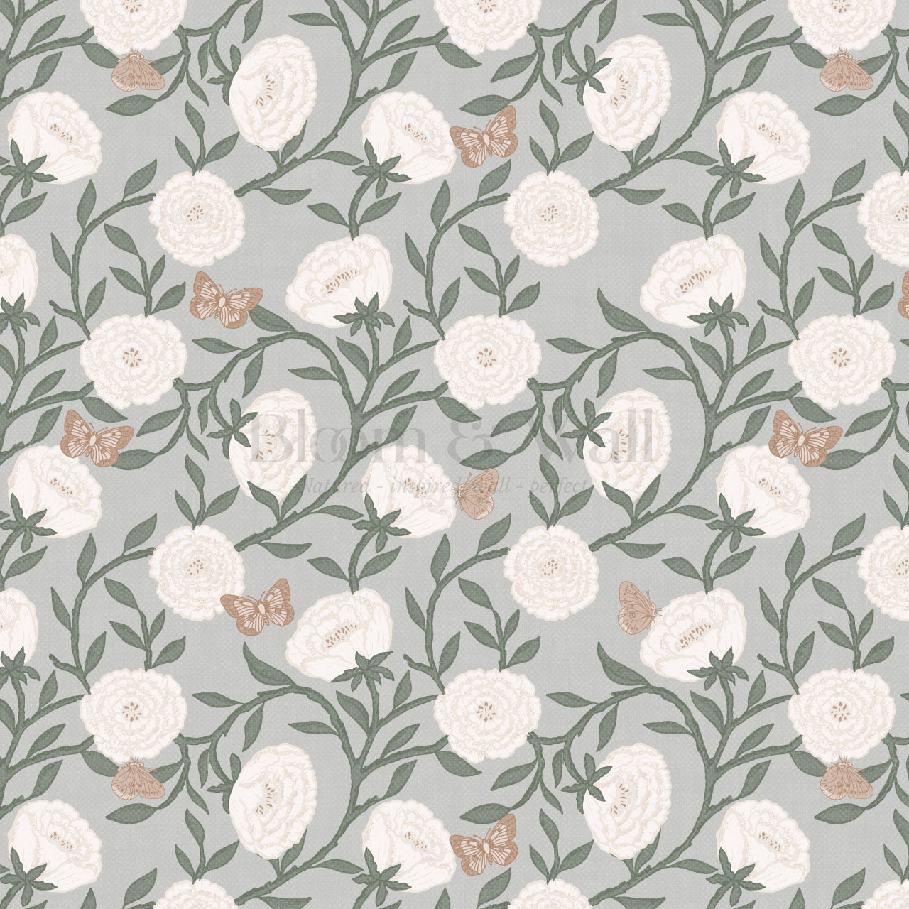 Alida Butterflies & Peonies Sky Wallpaper