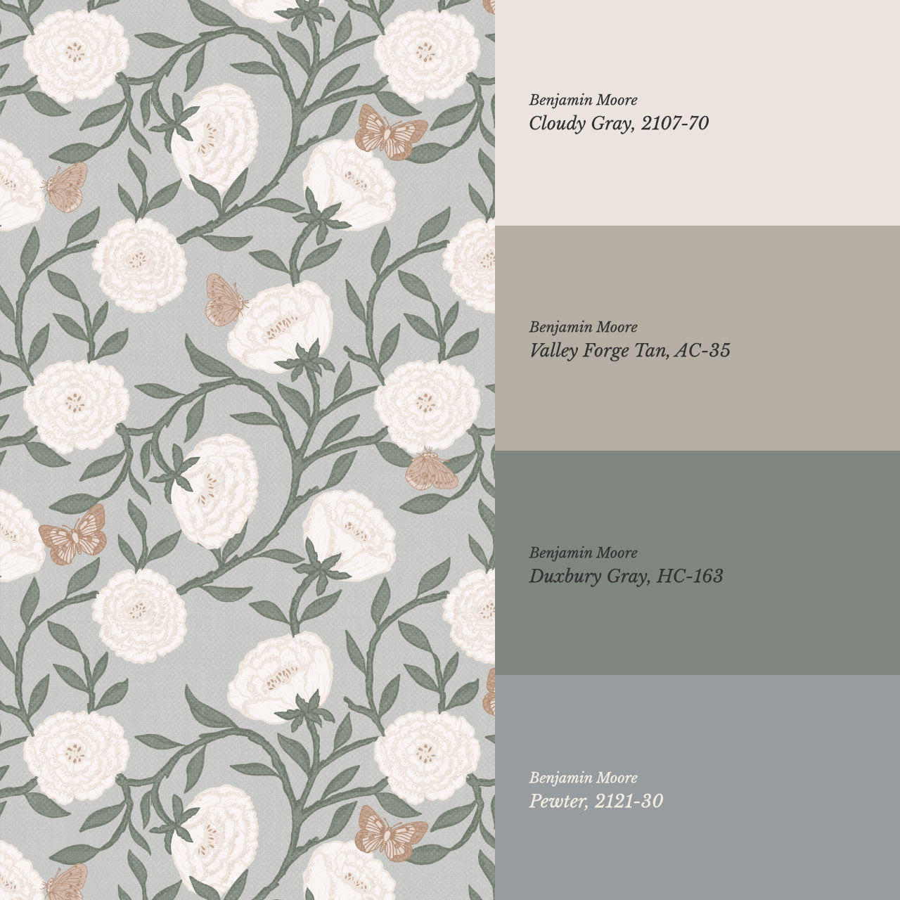 Alida Butterflies & Peonies Sky Wallpaper