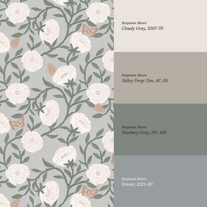 Alida Butterflies & Peonies Sky Wallpaper