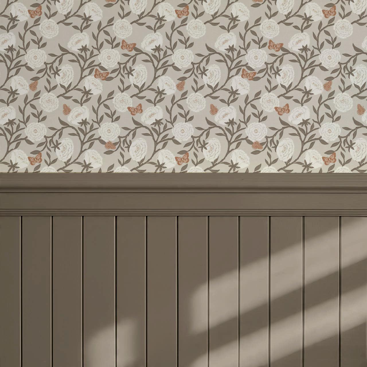 Alida Butterflies & Peonies Neutral Wallpaper