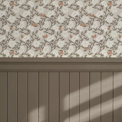 Alida Butterflies & Peonies Neutral Wallpaper
