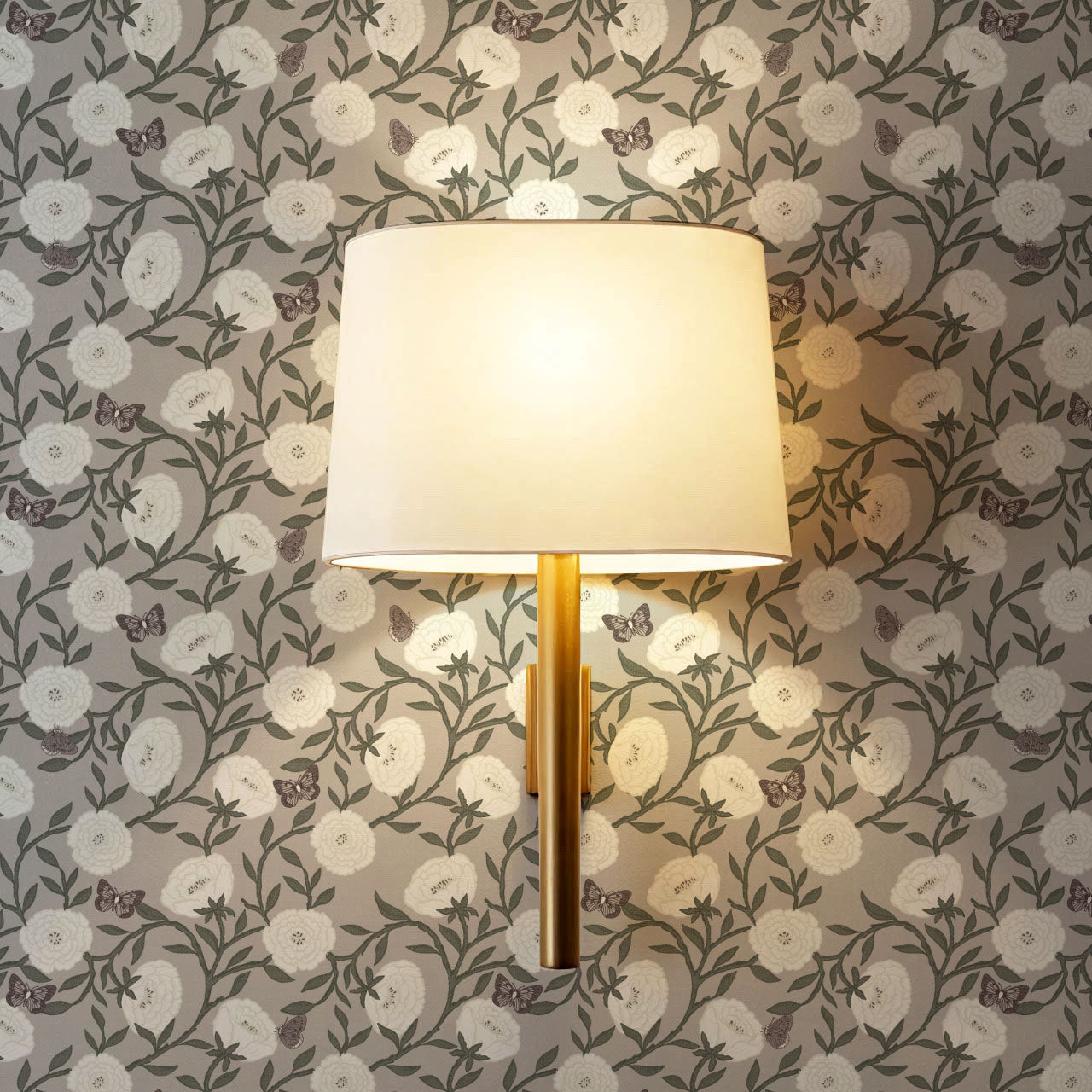 Alida Butterflies & Peonies Lavender Wallpaper