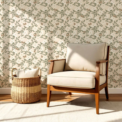 Alida Butterflies and Peonies Butter Wallpaper