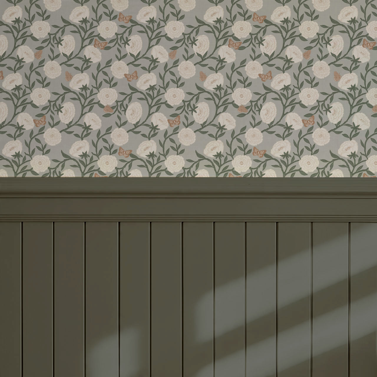 Alida Butterflies & Peonies Sky Wallpaper