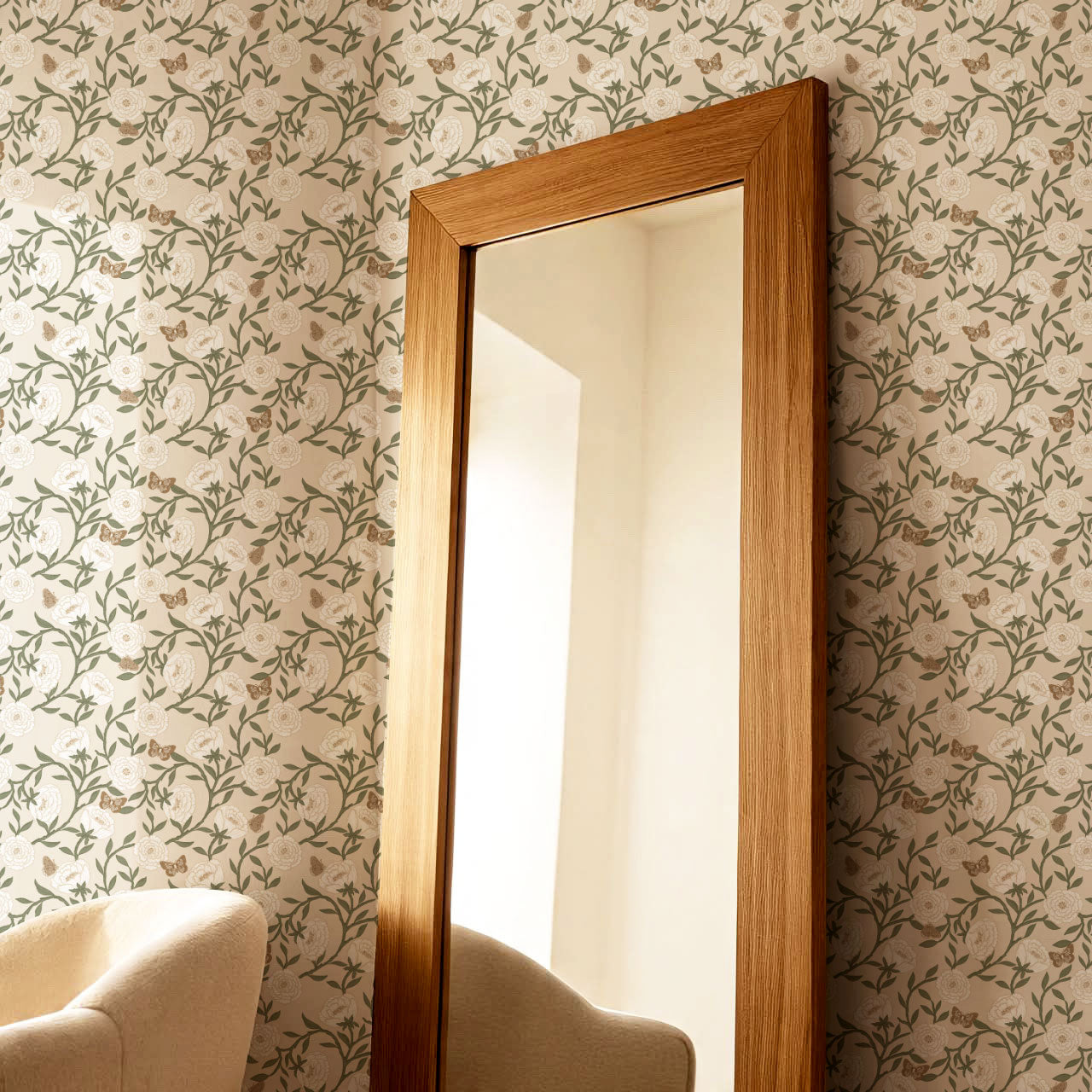 Alida Butterflies and Peonies Butter Wallpaper