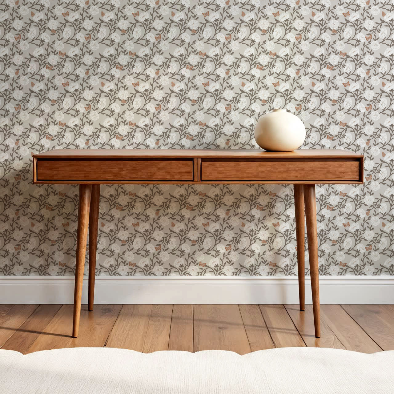 Alida Butterflies & Peonies Neutral Wallpaper