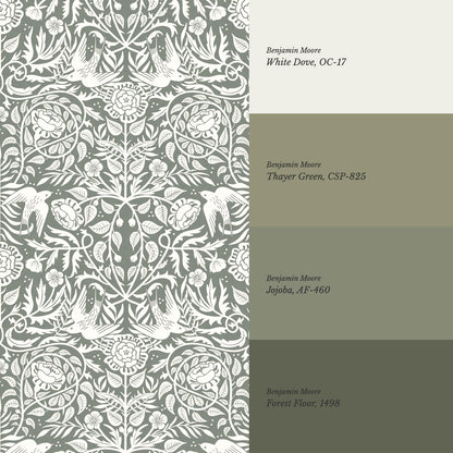 Alida Swallows & Roses Forest Wallpaper